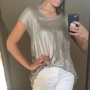 Anthropologie Silver scoop neck tee